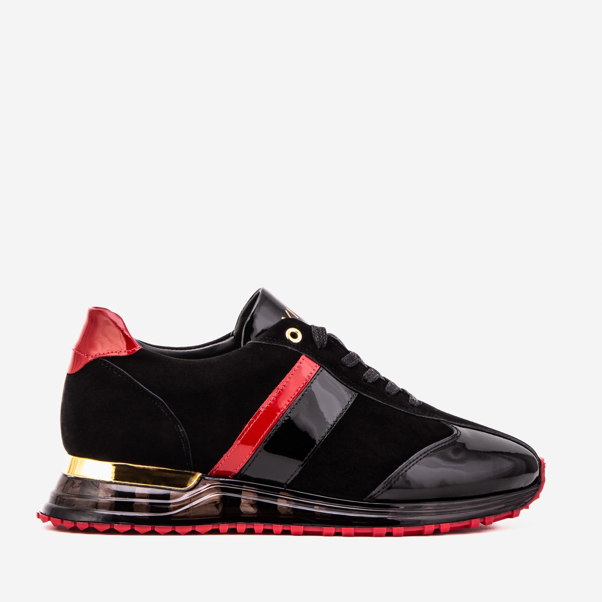 The Inferno Black Red Leather Sneaker Universal Fit