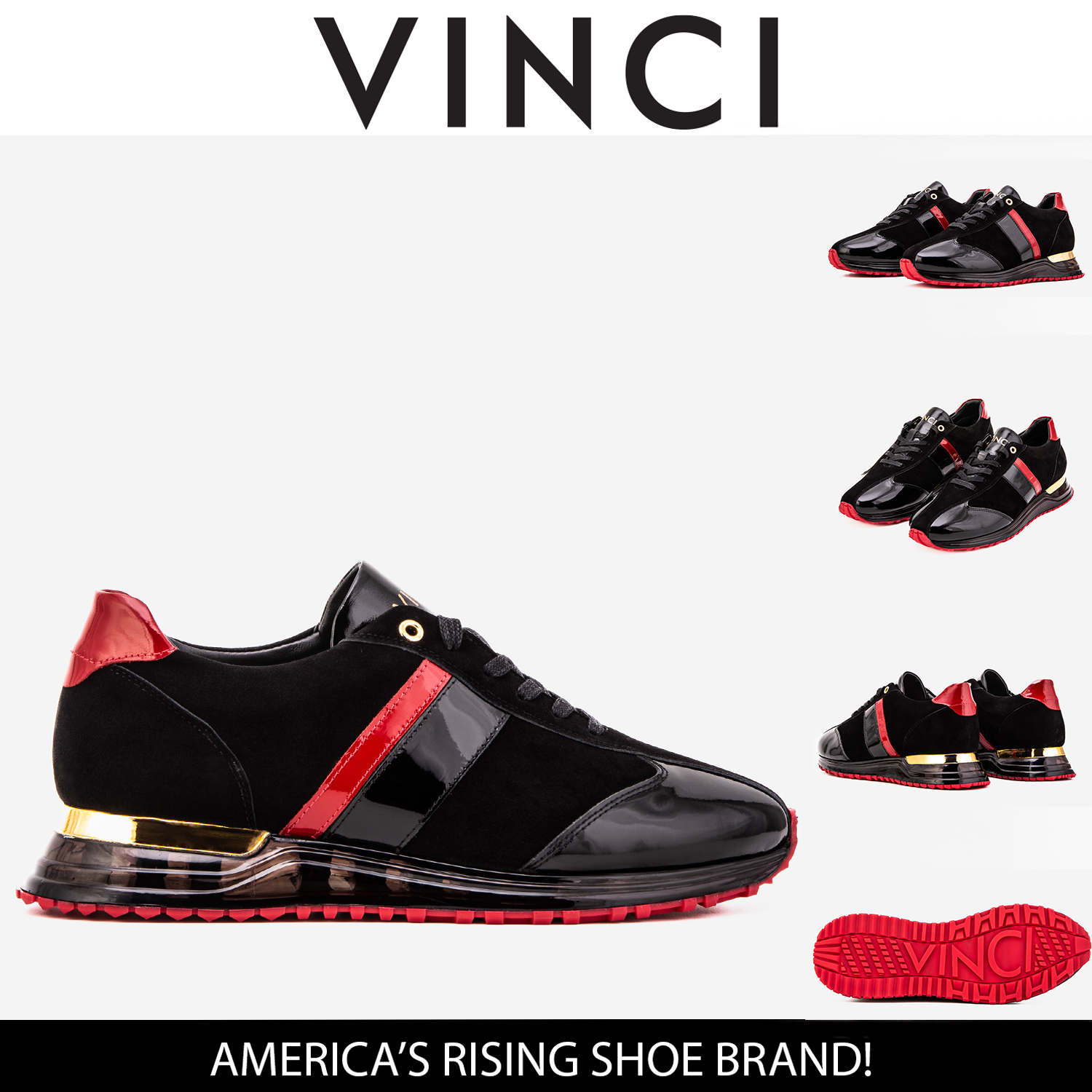 The Inferno Black Red Leather Sneaker Universal Fit