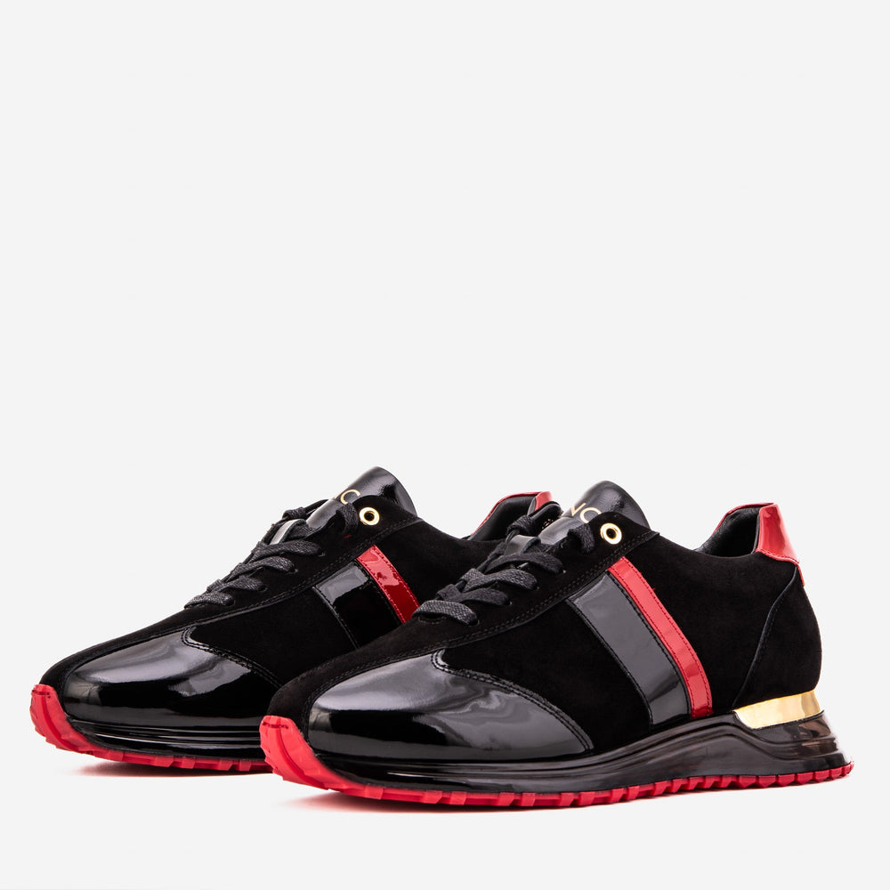 The Inferno Black Red Leather Sneaker Universal Fit