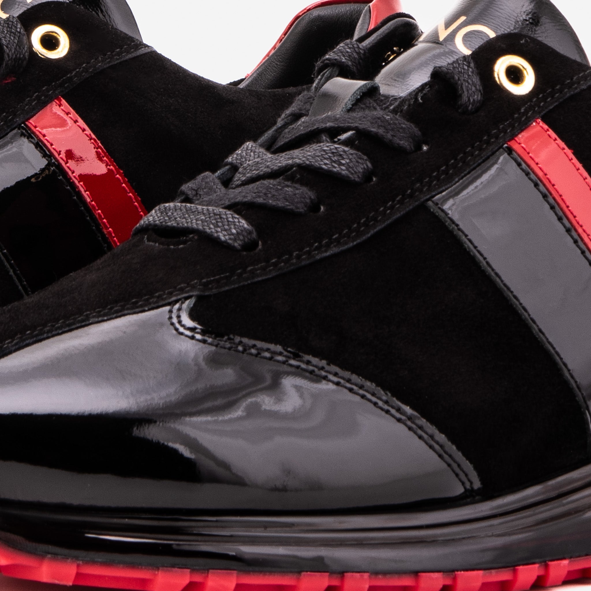 The Inferno Black Red Leather Sneaker Universal Fit