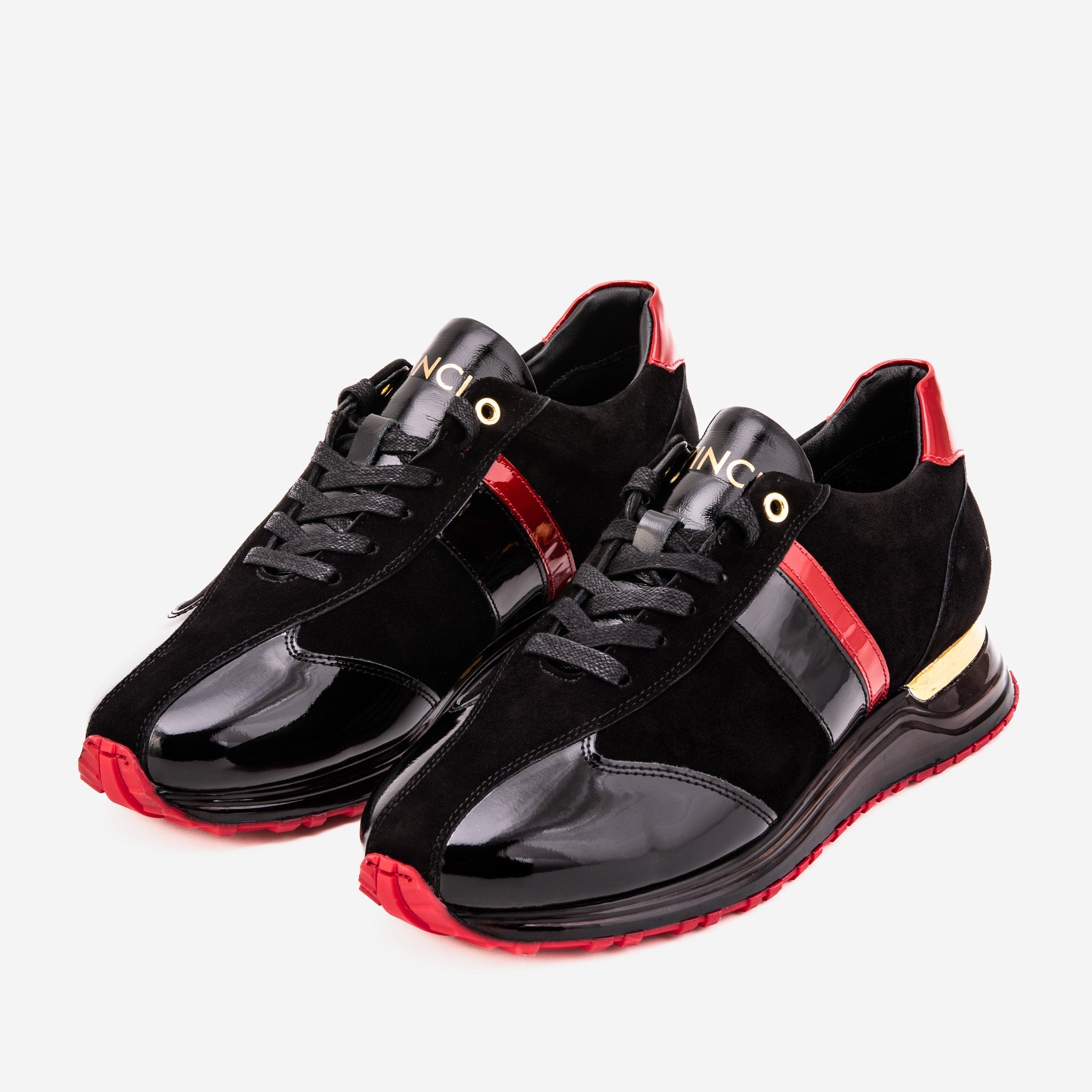 The Inferno Black Red Leather Sneaker Universal Fit