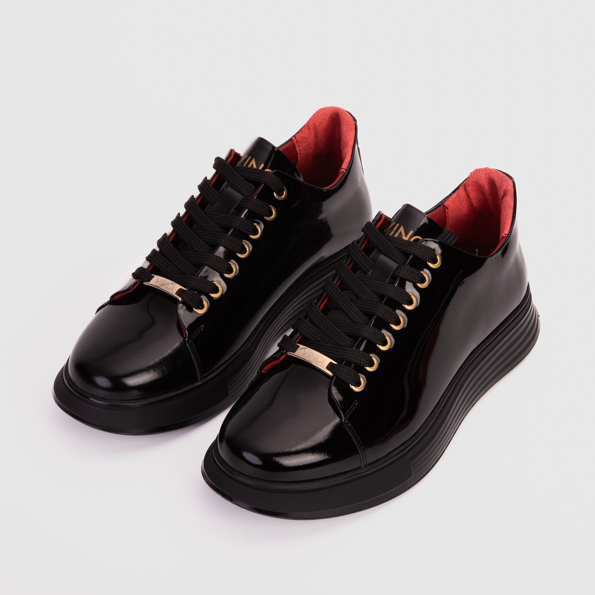 The Peklin Patent Black Leather Sneaker For Sale