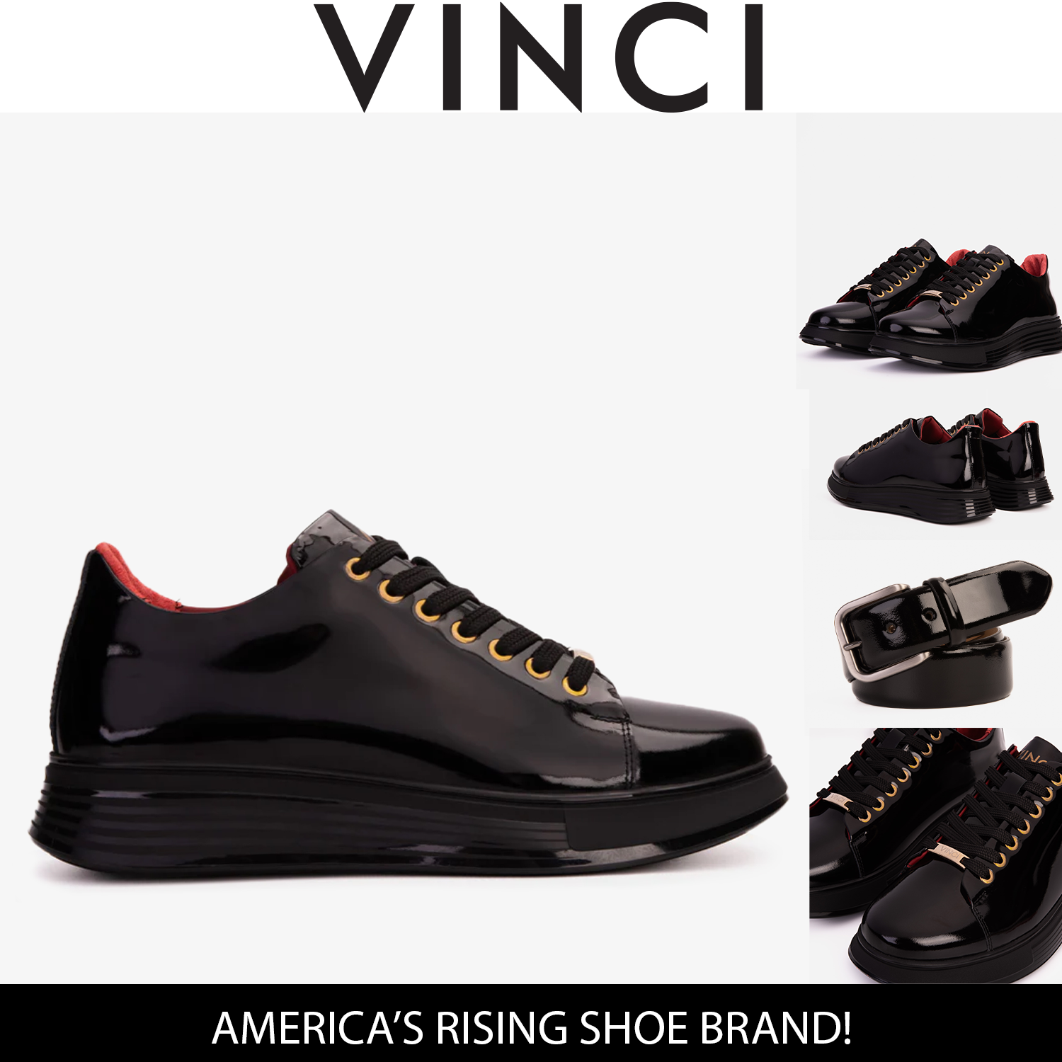 The Peklin Patent Black Leather Sneaker For Sale