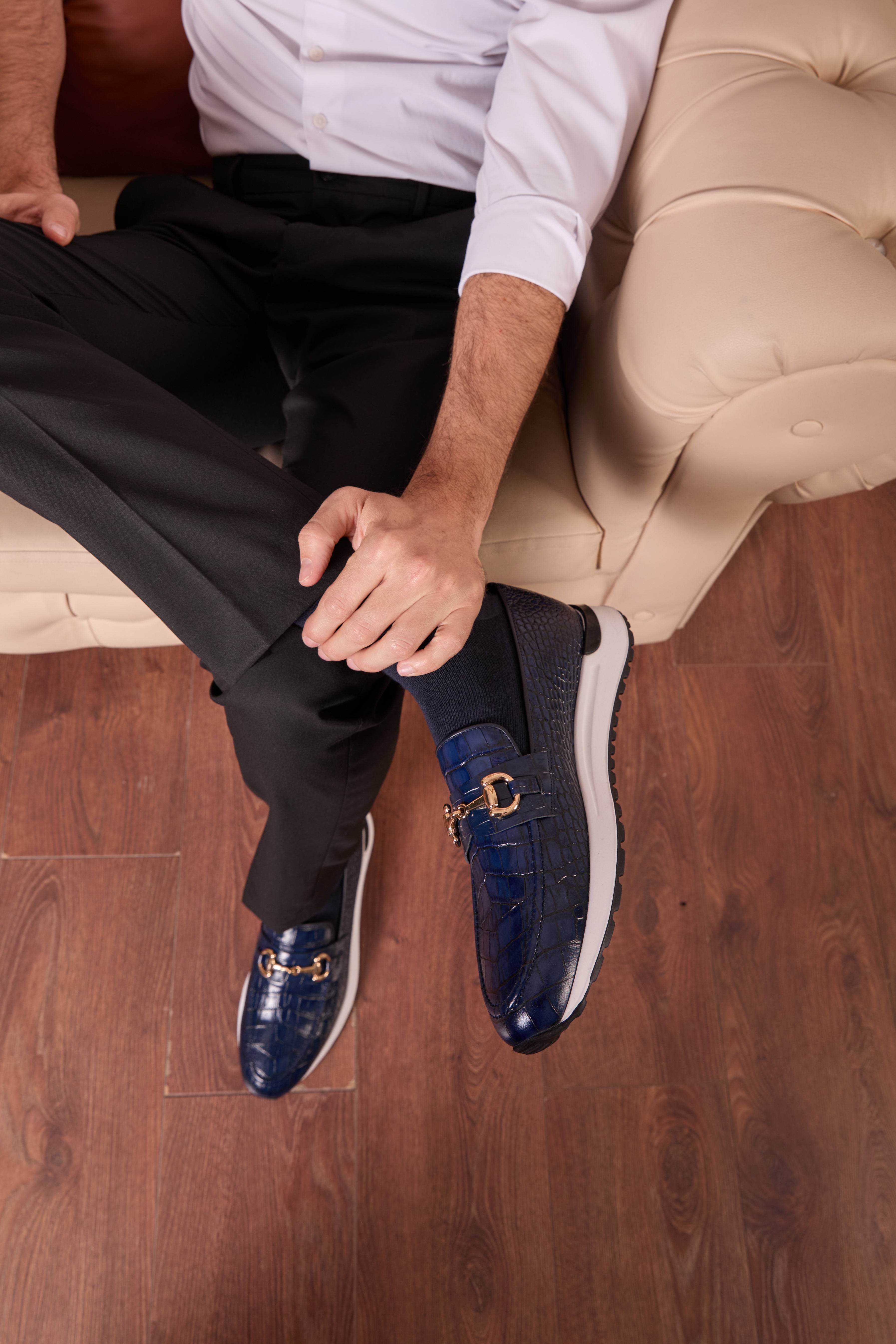 The Padova Navy Blue Leather Sneaker All New