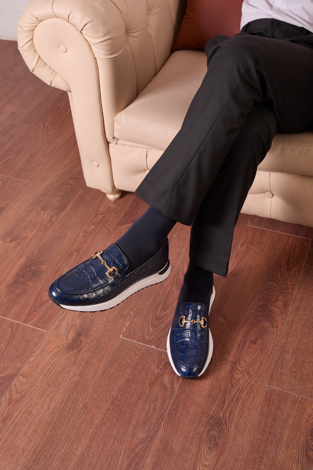 The Padova Navy Blue Leather Sneaker All New
