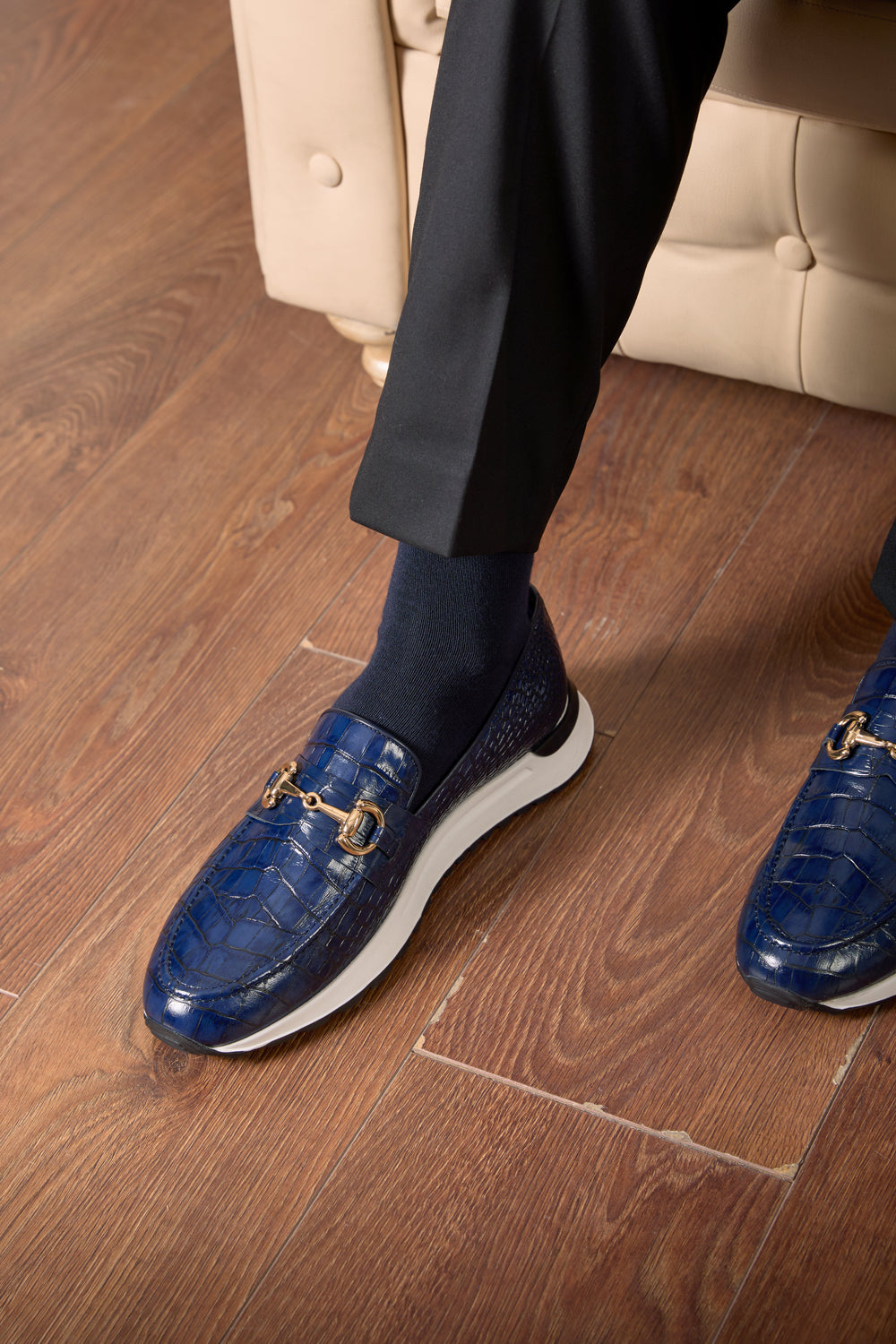 The Padova Navy Blue Leather Sneaker All New