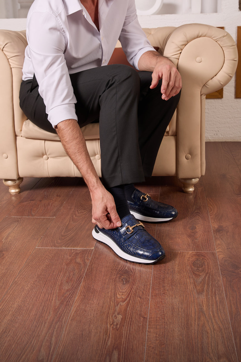 The Padova Navy Blue Leather Sneaker All New