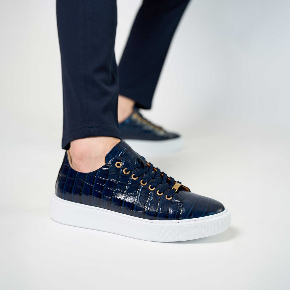 The Dublin Blue Leather Sneaker Universal Fit