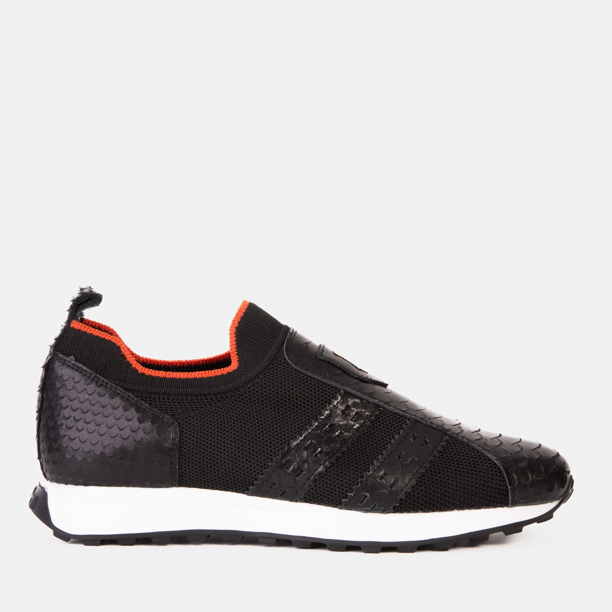 The Aslan Black Knitted Leather Sneaker Exclusive Style
