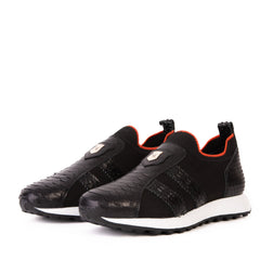 The Aslan Black Knitted Leather Sneaker Exclusive Style