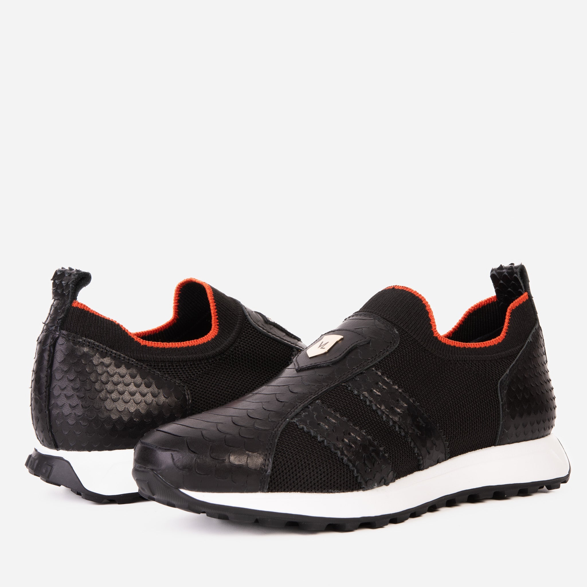 The Aslan Black Knitted Leather Sneaker Exclusive Style