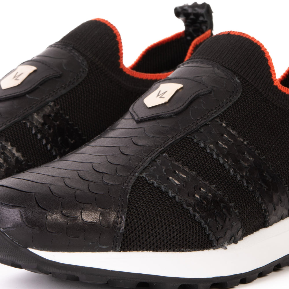 The Aslan Black Knitted Leather Sneaker Exclusive Style