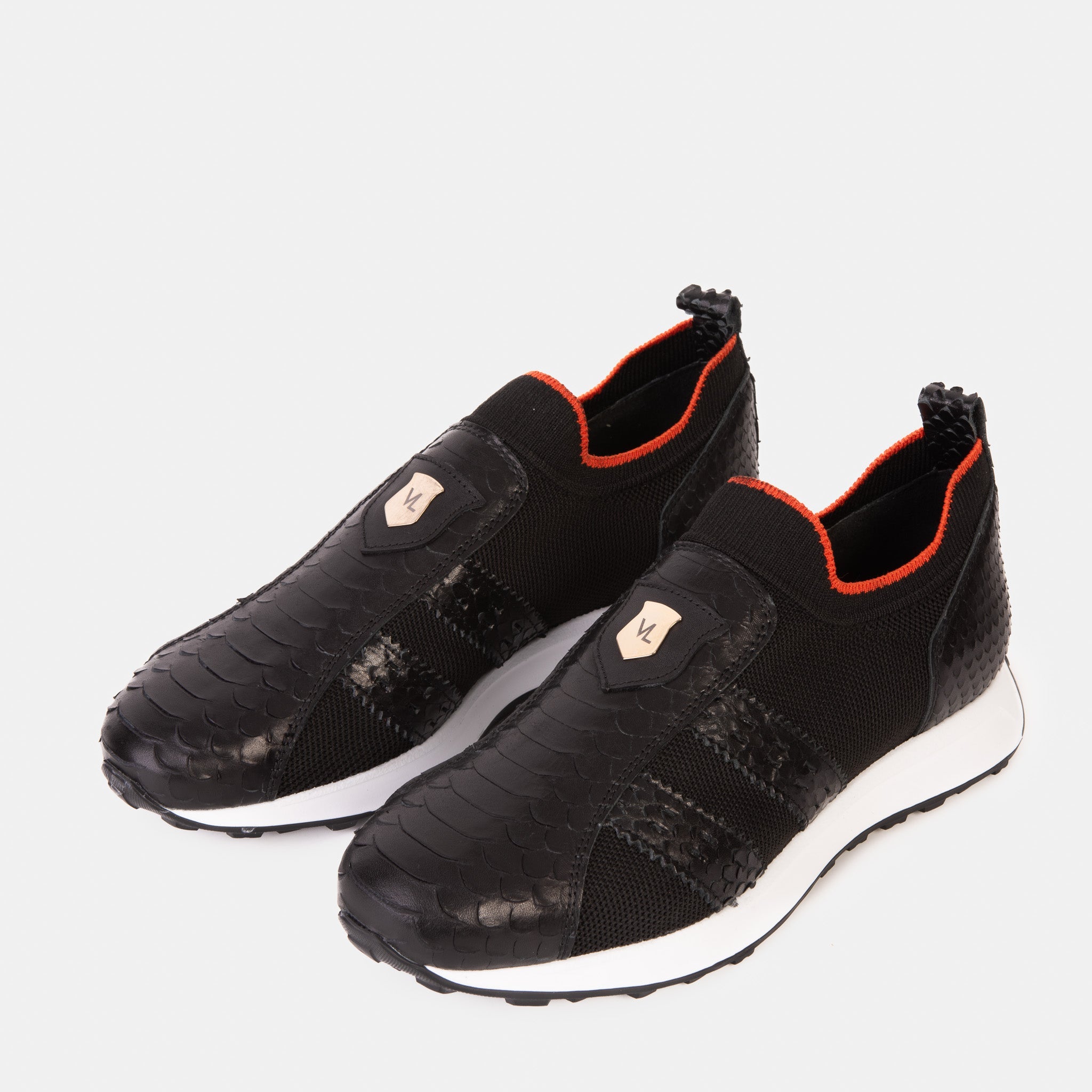 The Aslan Black Knitted Leather Sneaker Exclusive Style