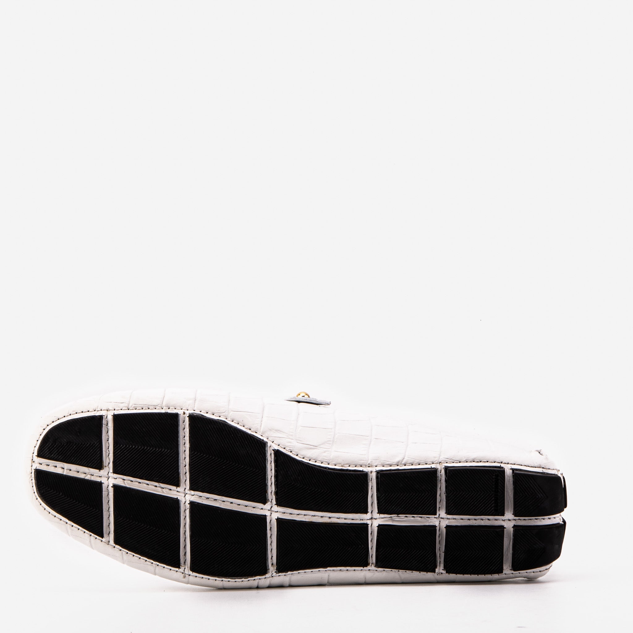 The Pisa White Leather Bit Drive Loafer Shoe For Sale
