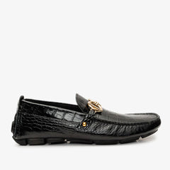 The Pisa Black Leather Bit Drive Loafer Shoe Exclusive Style