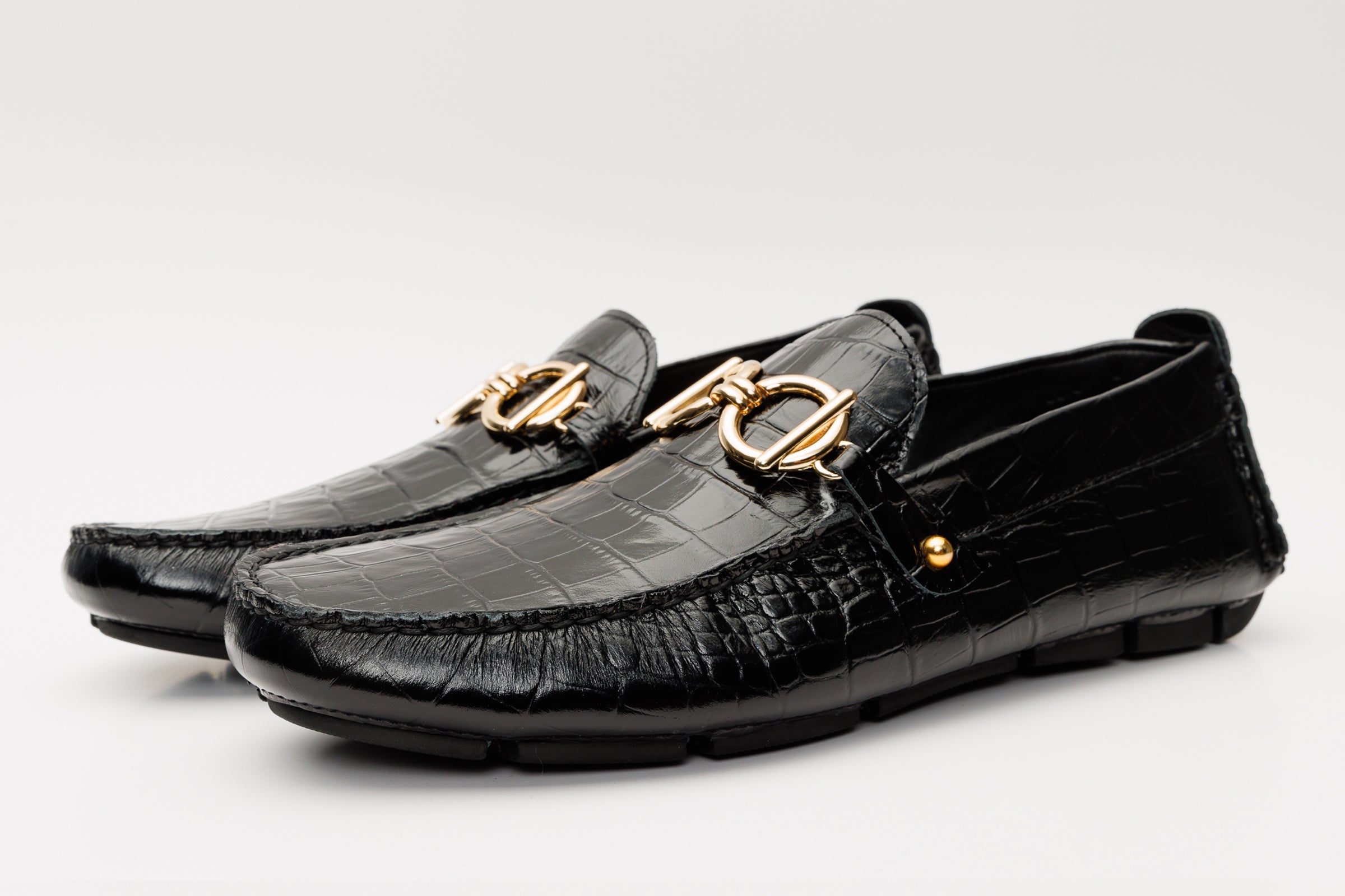 The Pisa Black Leather Bit Drive Loafer Shoe Exclusive Style