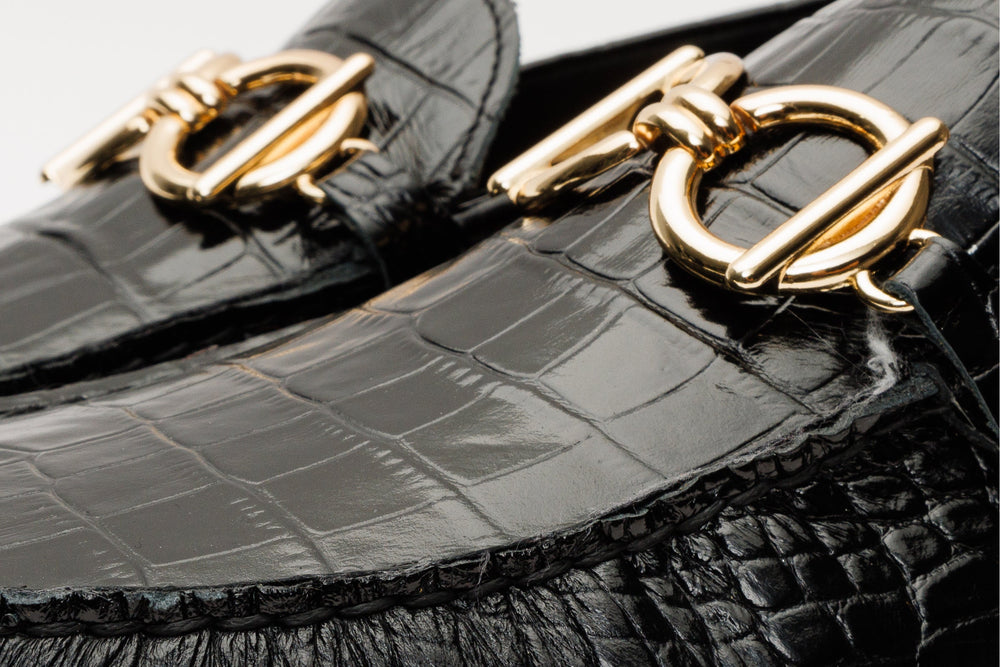The Pisa Black Leather Bit Drive Loafer Shoe Exclusive Style