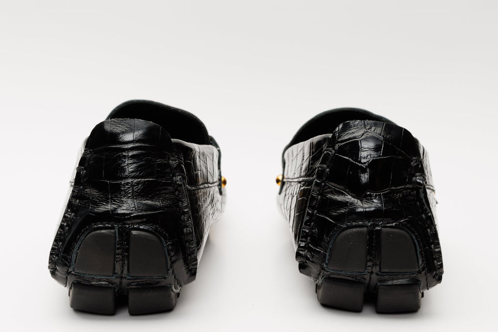 The Pisa Black Leather Bit Drive Loafer Shoe Exclusive Style