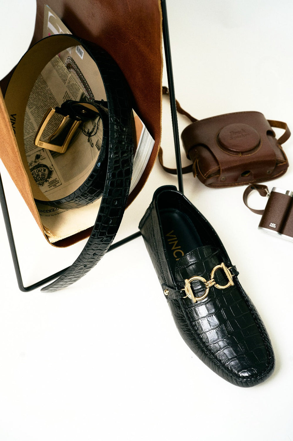 The Pisa Black Leather Bit Drive Loafer Shoe Exclusive Style