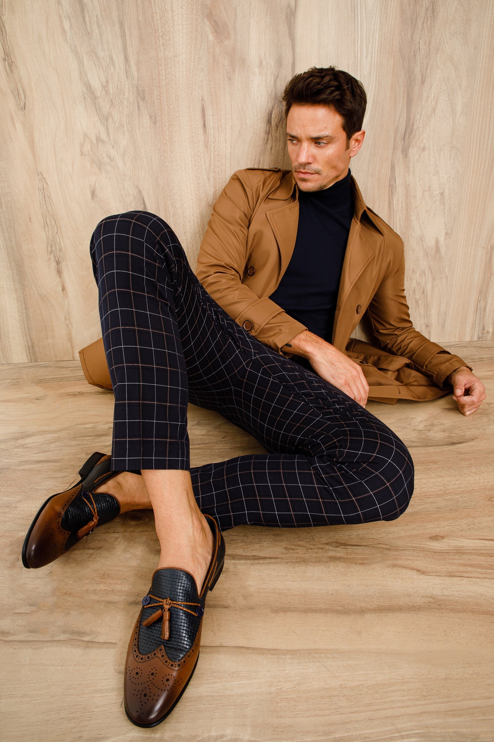 The Istanbul Tan Navy Blue Leather Tassel Loafer Shoe On Sale
