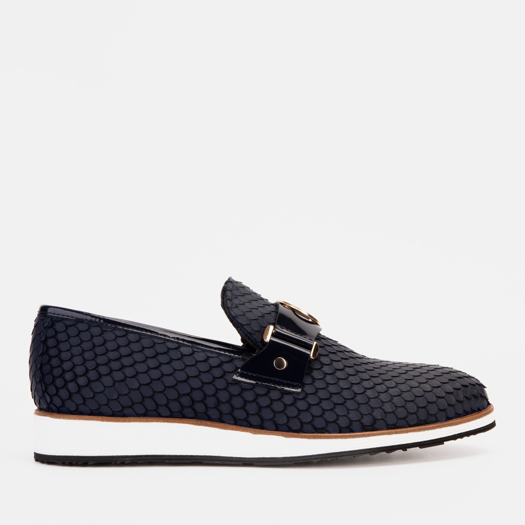 The Legacy Navy Blue Leather Casual Loafer Shoe For Sale