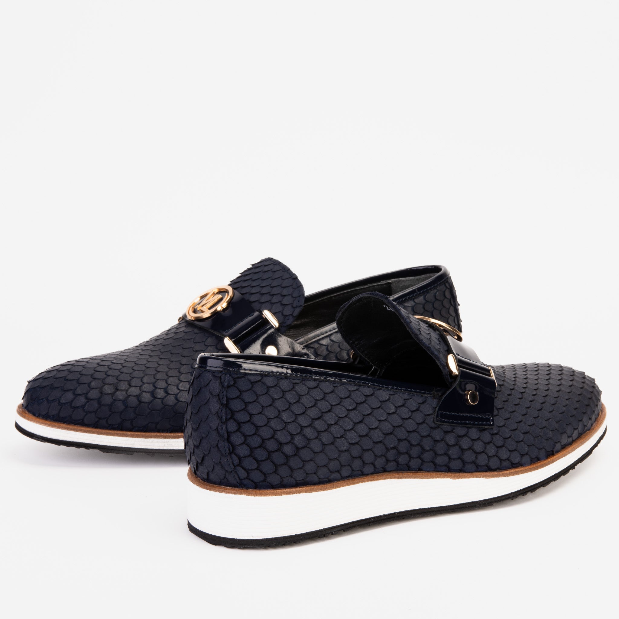 The Legacy Navy Blue Leather Casual Loafer Shoe For Sale