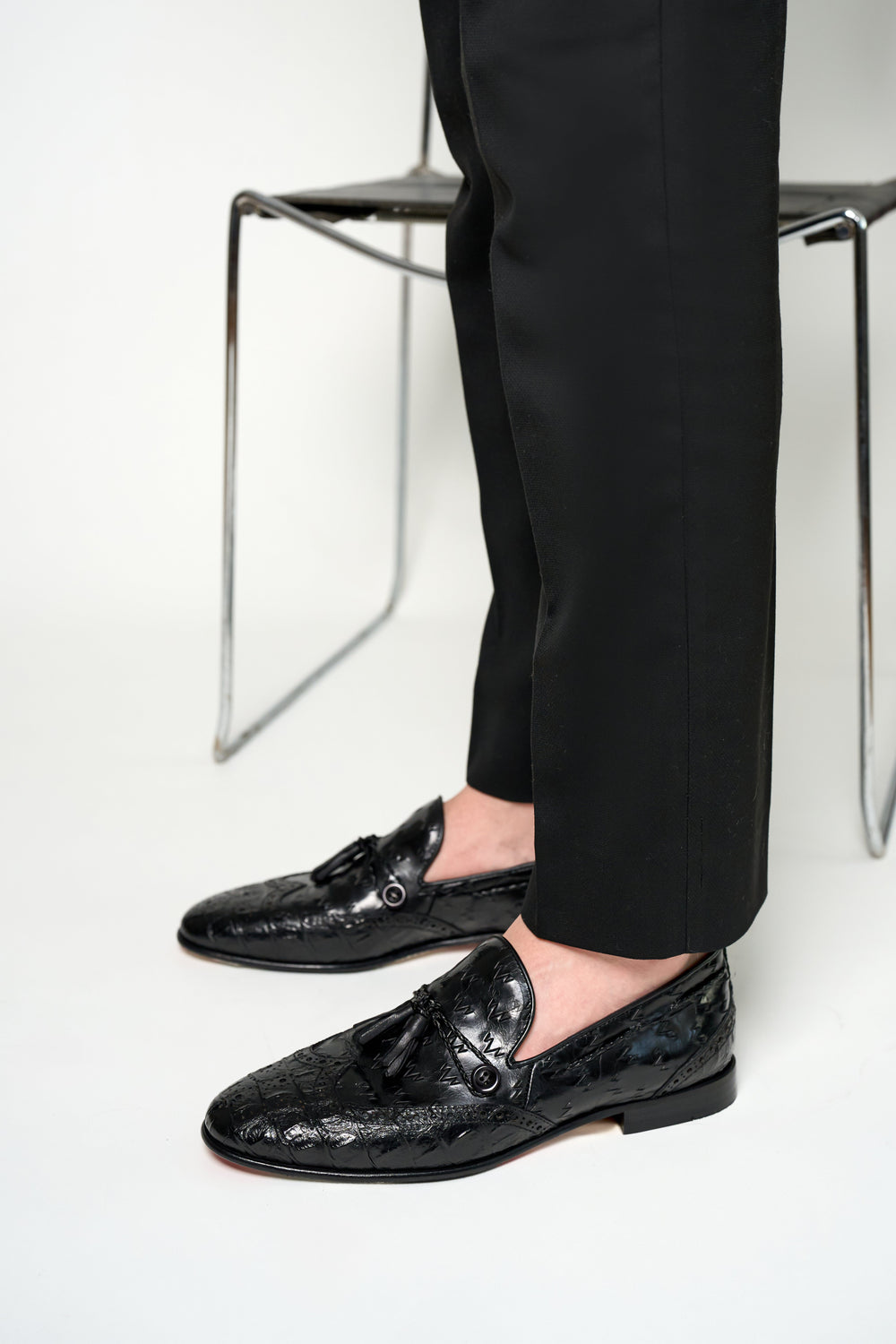 The Istanbul Black Leather Tassel Loafer Shoe Exclusive Style