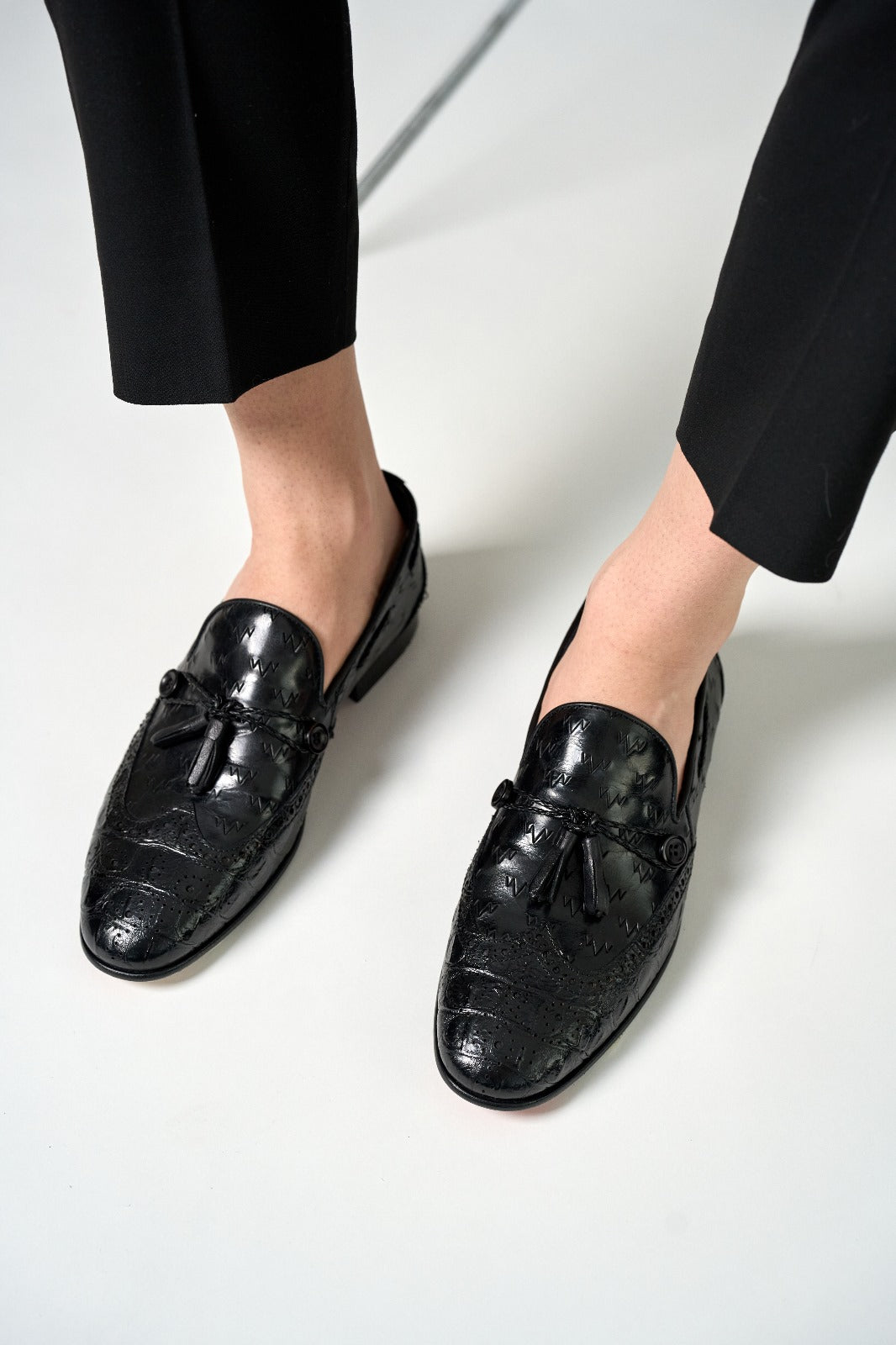 The Istanbul Black Leather Tassel Loafer Shoe Exclusive Style
