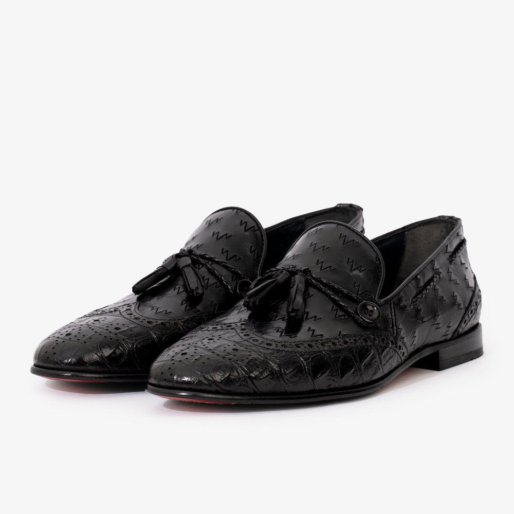 The Istanbul Black Leather Tassel Loafer Shoe Exclusive Style