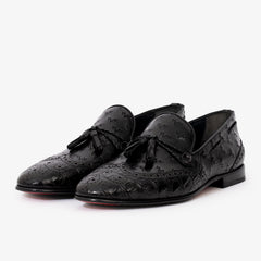 The Istanbul Black Leather Tassel Loafer Shoe Exclusive Style