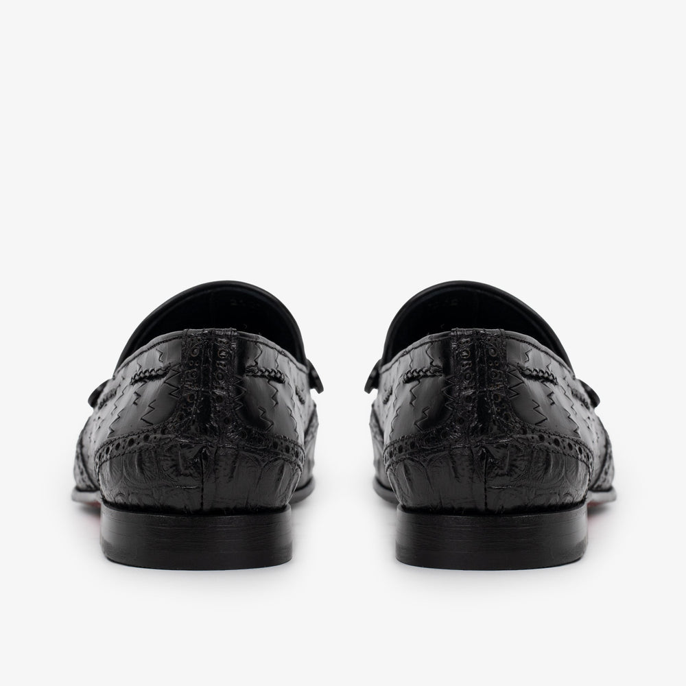 The Istanbul Black Leather Tassel Loafer Shoe Exclusive Style