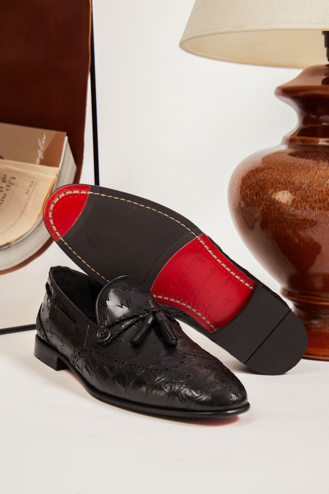 The Istanbul Black Leather Tassel Loafer Shoe Exclusive Style