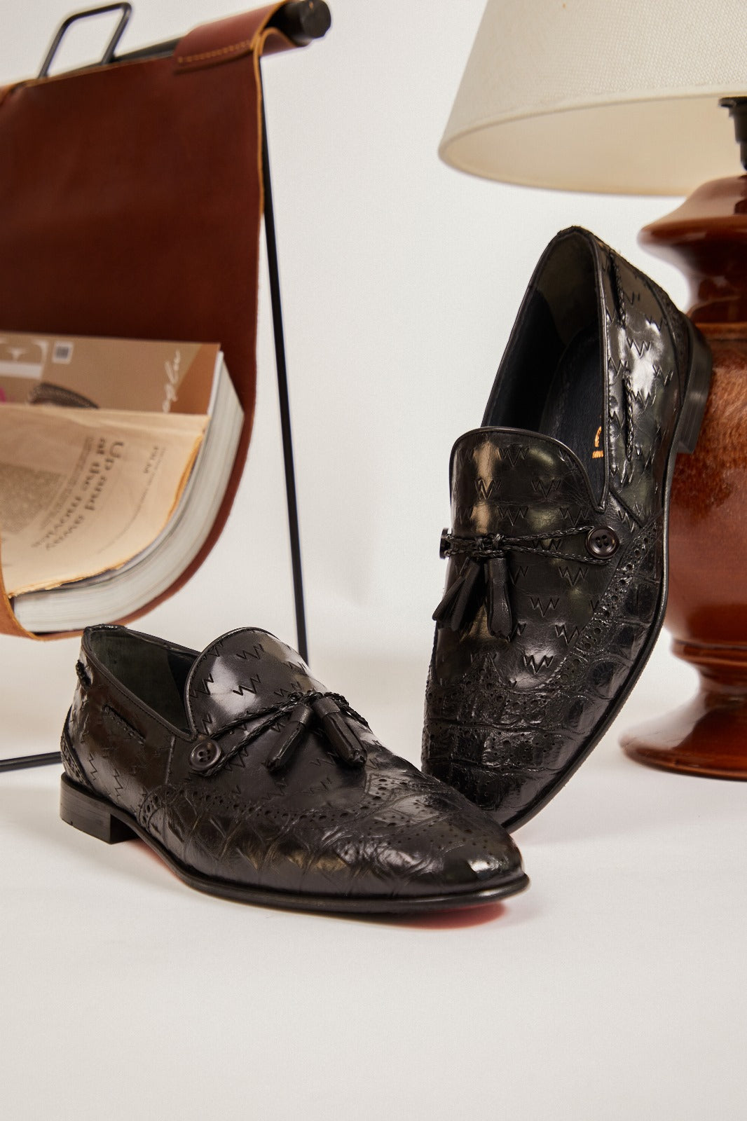 The Istanbul Black Leather Tassel Loafer Shoe Exclusive Style