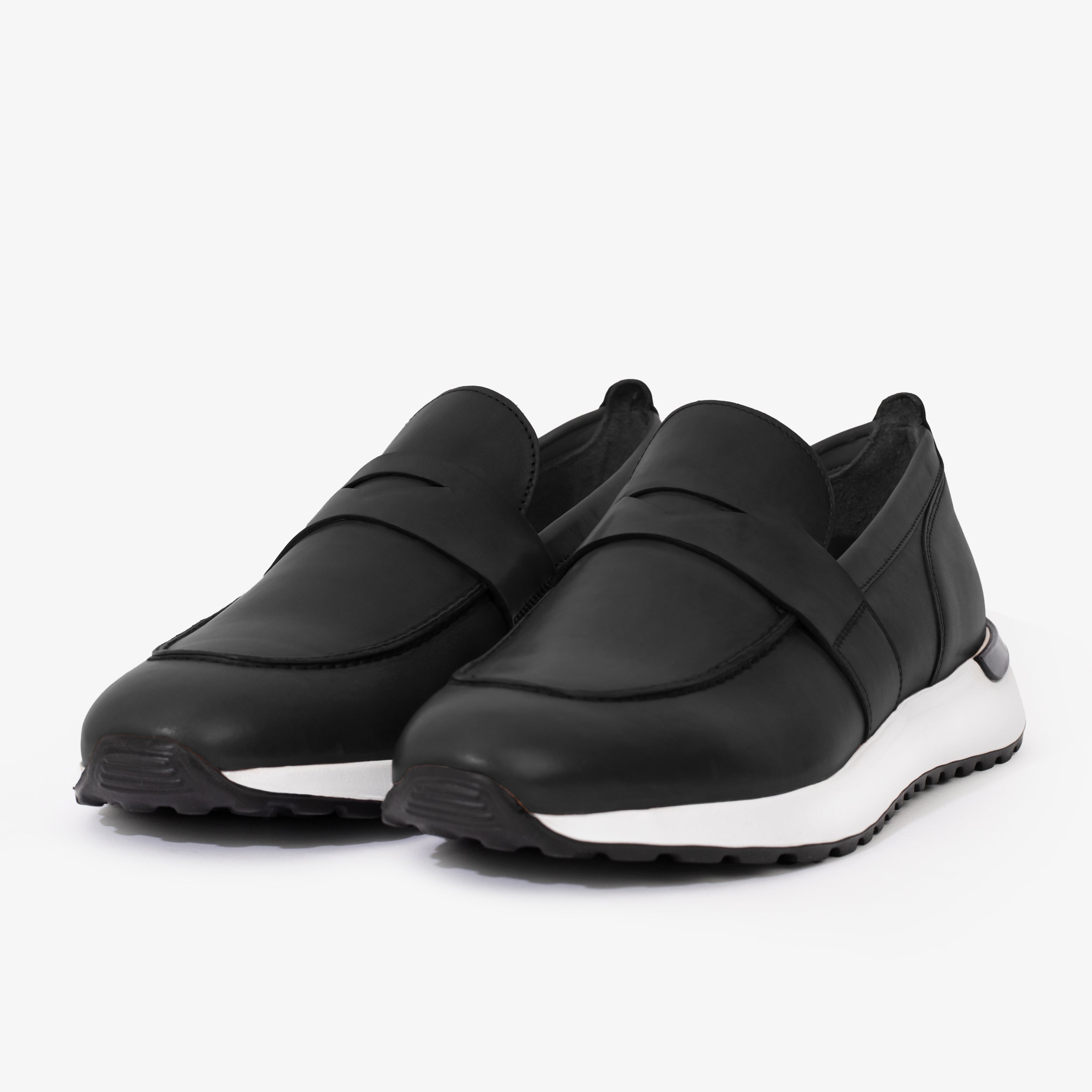 The Lara Black Leather Sneaker For Sale
