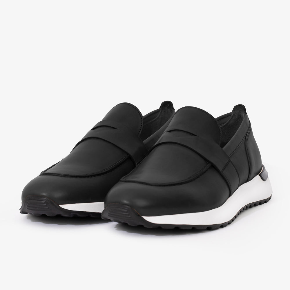 The Lara Black Leather Sneaker For Sale
