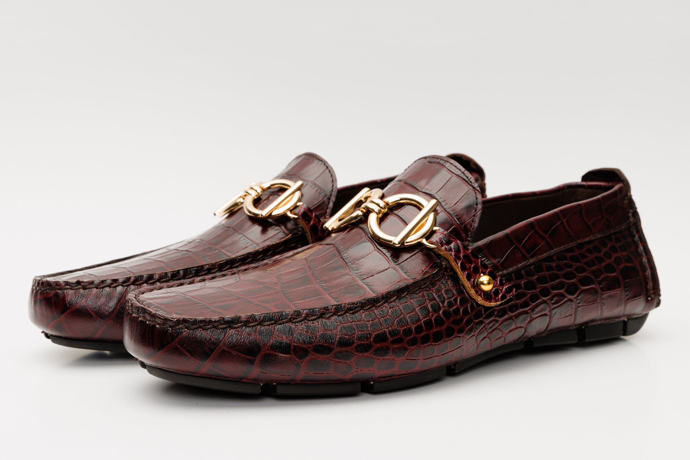 The Pisa Burgundy Leather Bit Drive Loafer Shoe All New