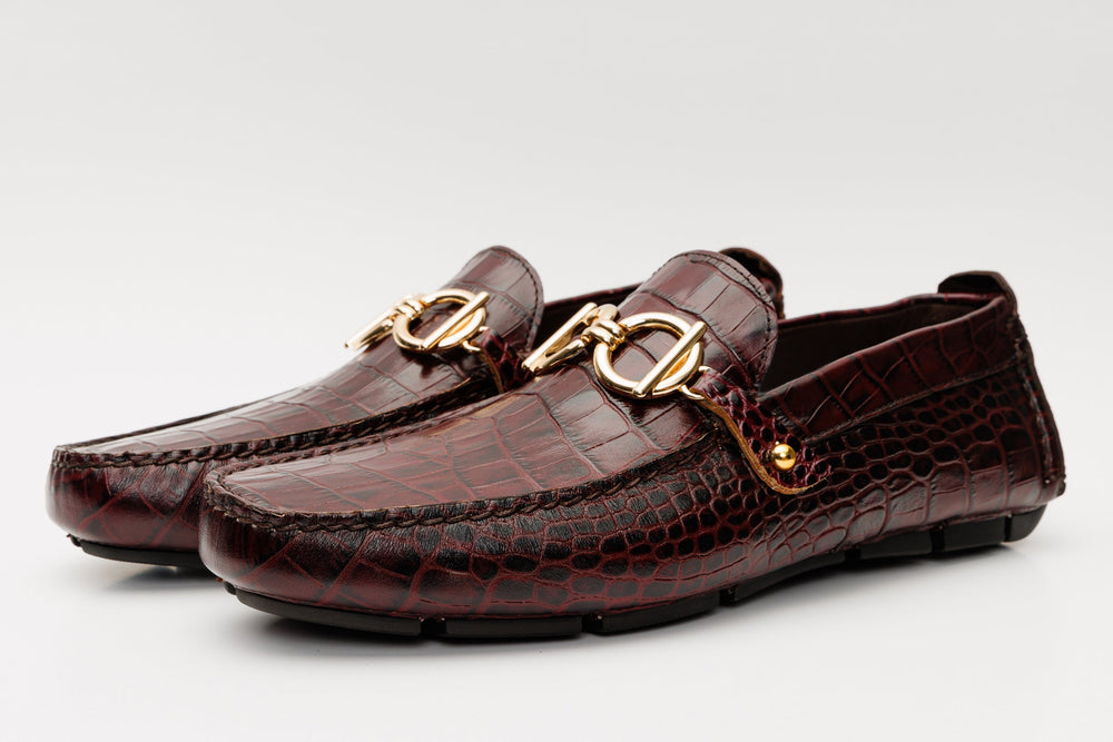 The Pisa Burgundy Leather Bit Drive Loafer Shoe All New
