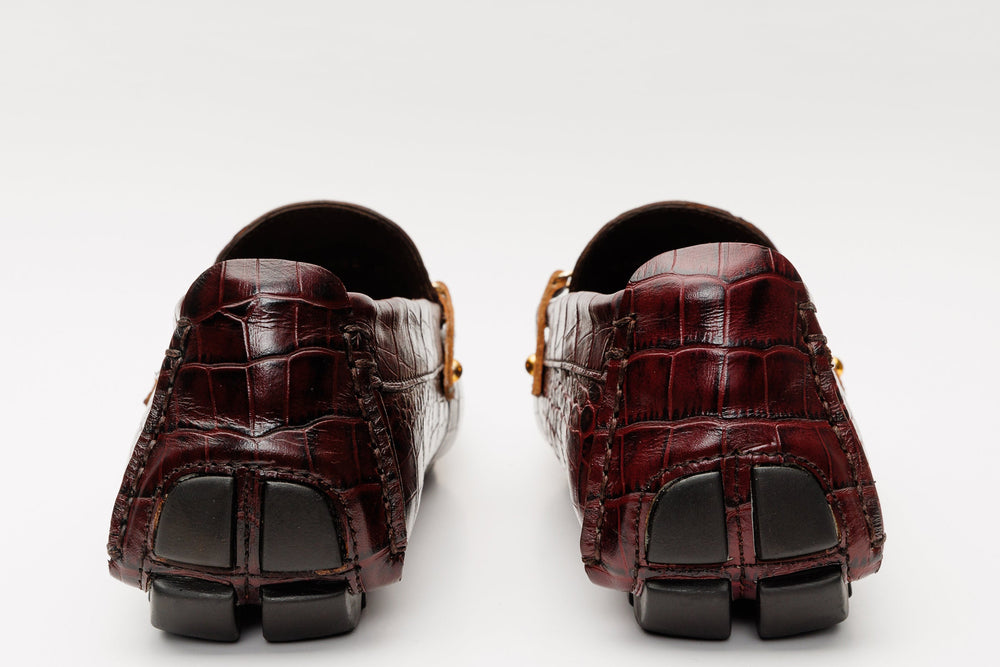 The Pisa Burgundy Leather Bit Drive Loafer Shoe All New