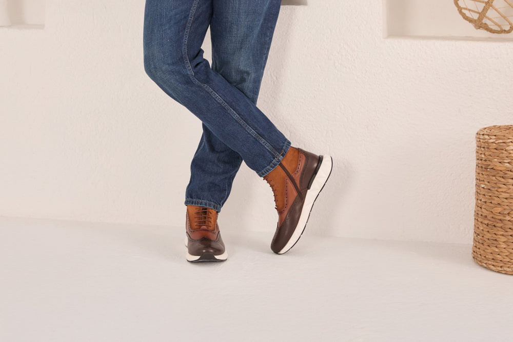 The Regent Brown Leather Wingtip Brogue Casual Boot Universal Fit