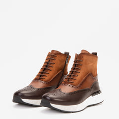 The Regent Brown Leather Wingtip Brogue Casual Boot Universal Fit