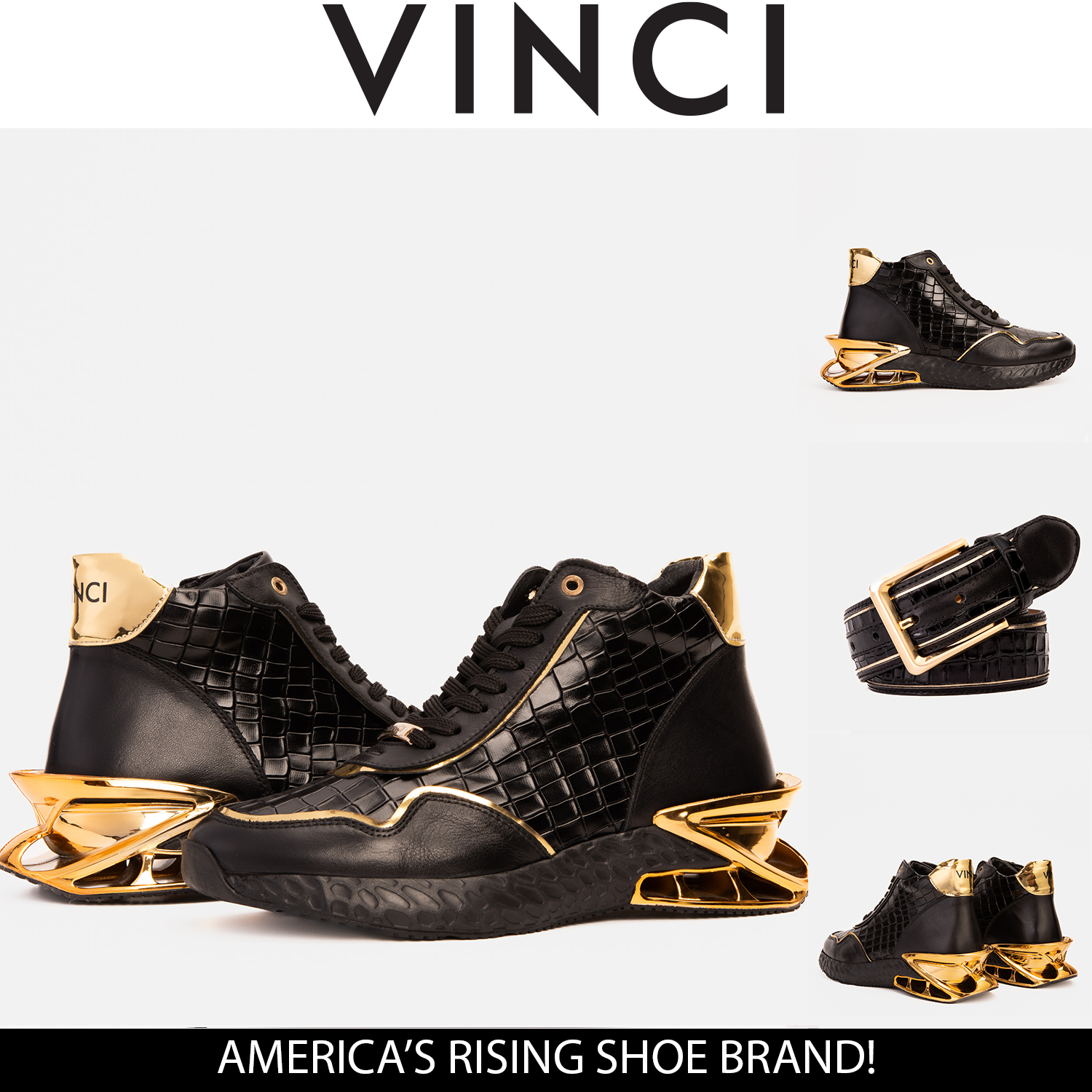 Bellagio Black Gold High-Top Sneaker On Sale