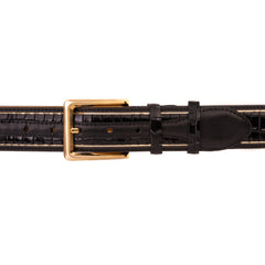 The Bellagio Black Gold Leather Belt For Sale