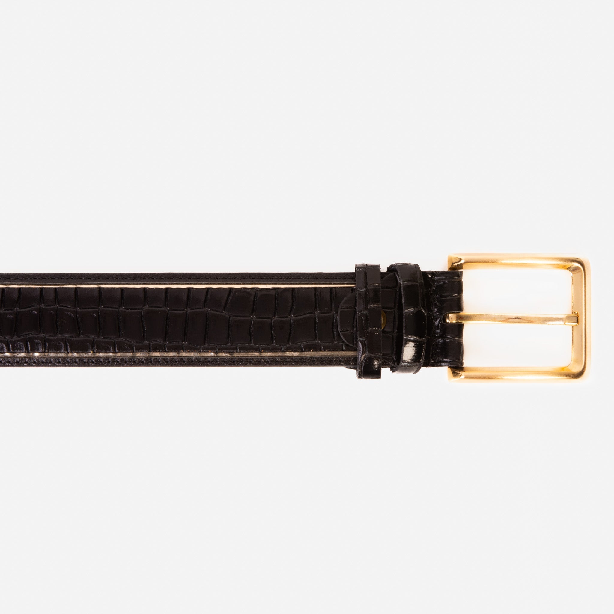 The Bellagio Black Gold Leather Belt For Sale