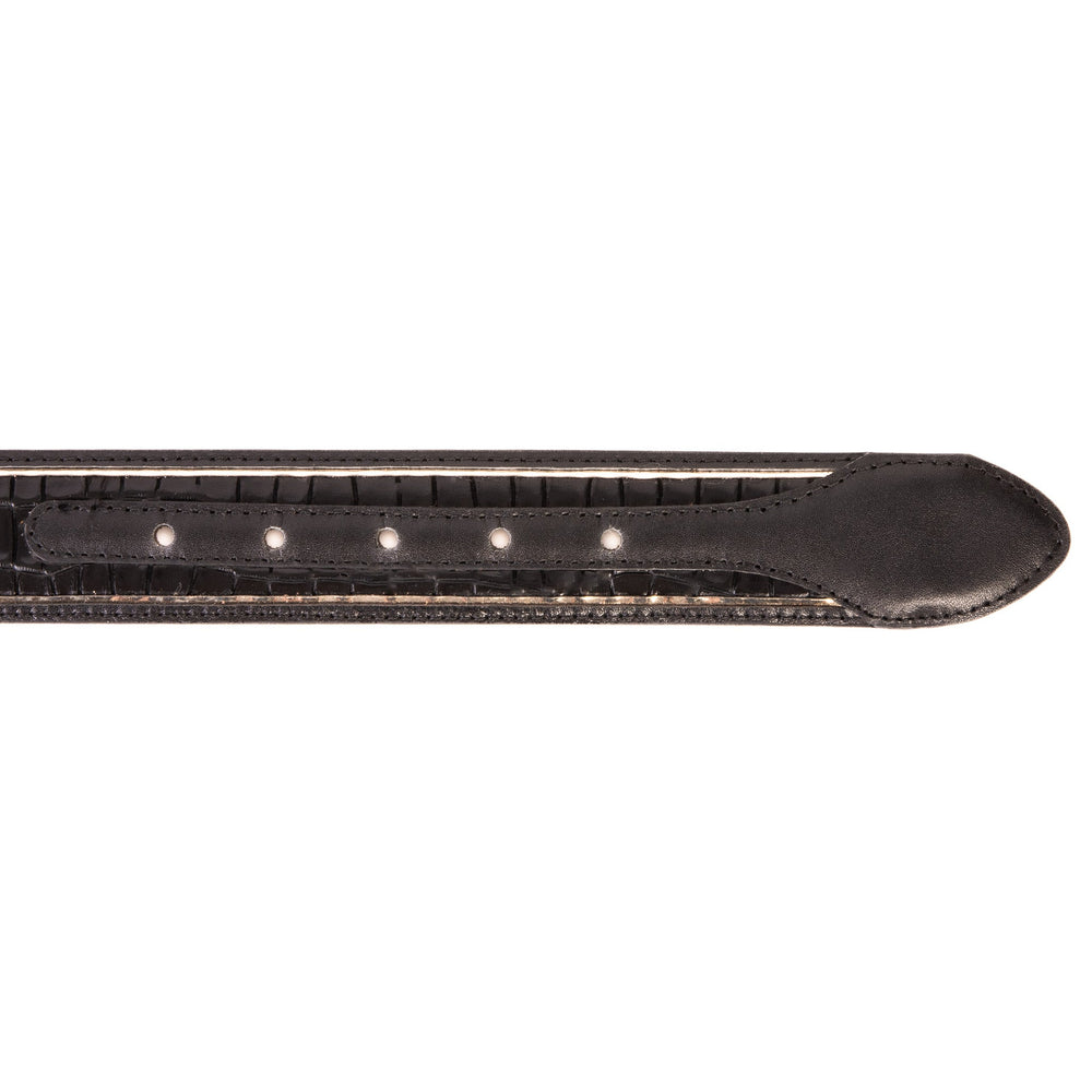The Bellagio Black Gold Leather Belt For Sale