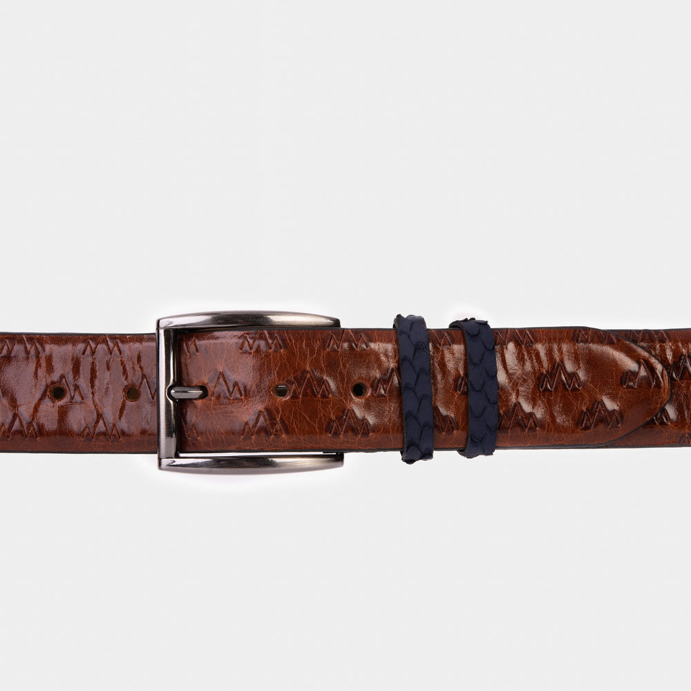 The Caesars Tan Navy Leather Belt All New