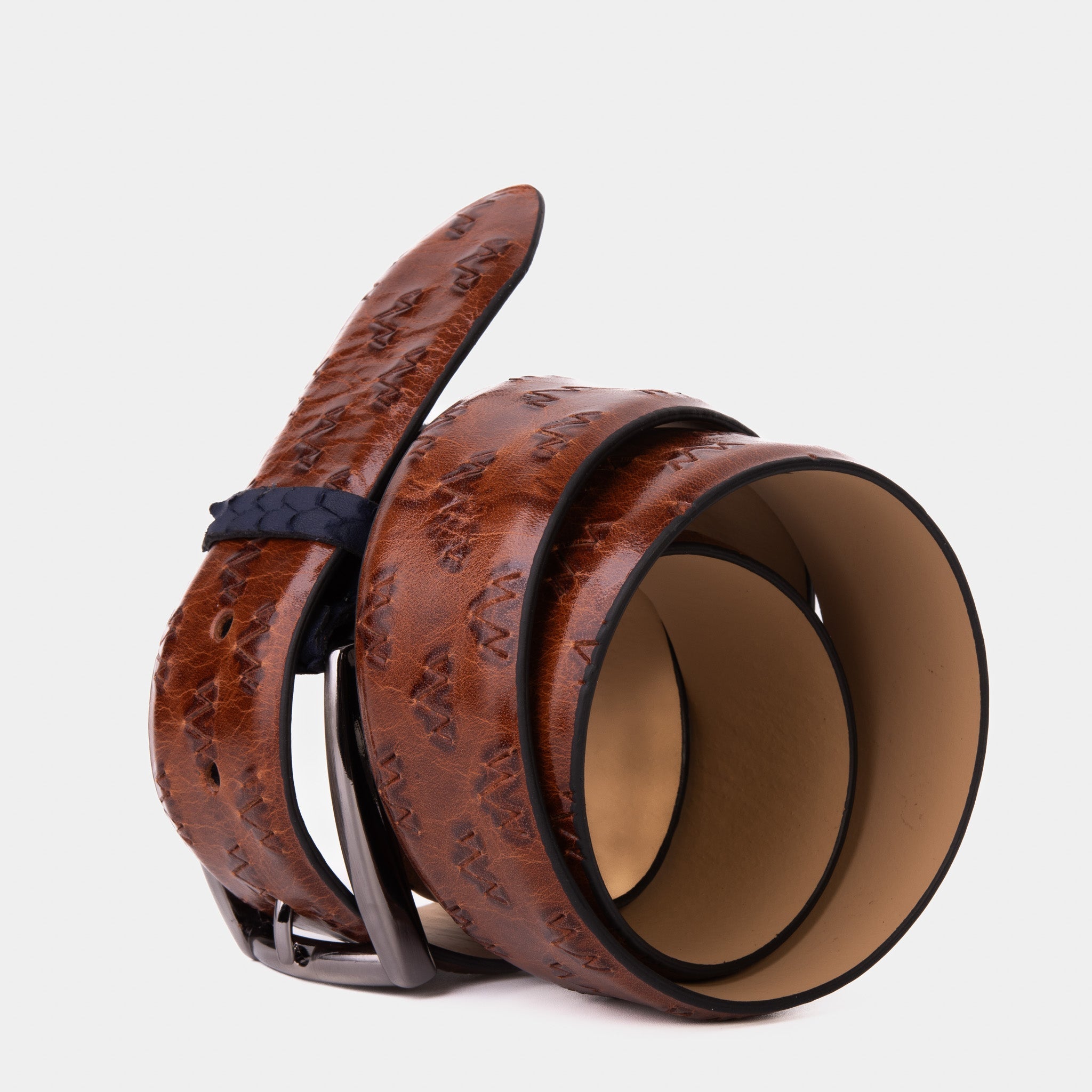 The Caesars Tan Navy Leather Belt All New