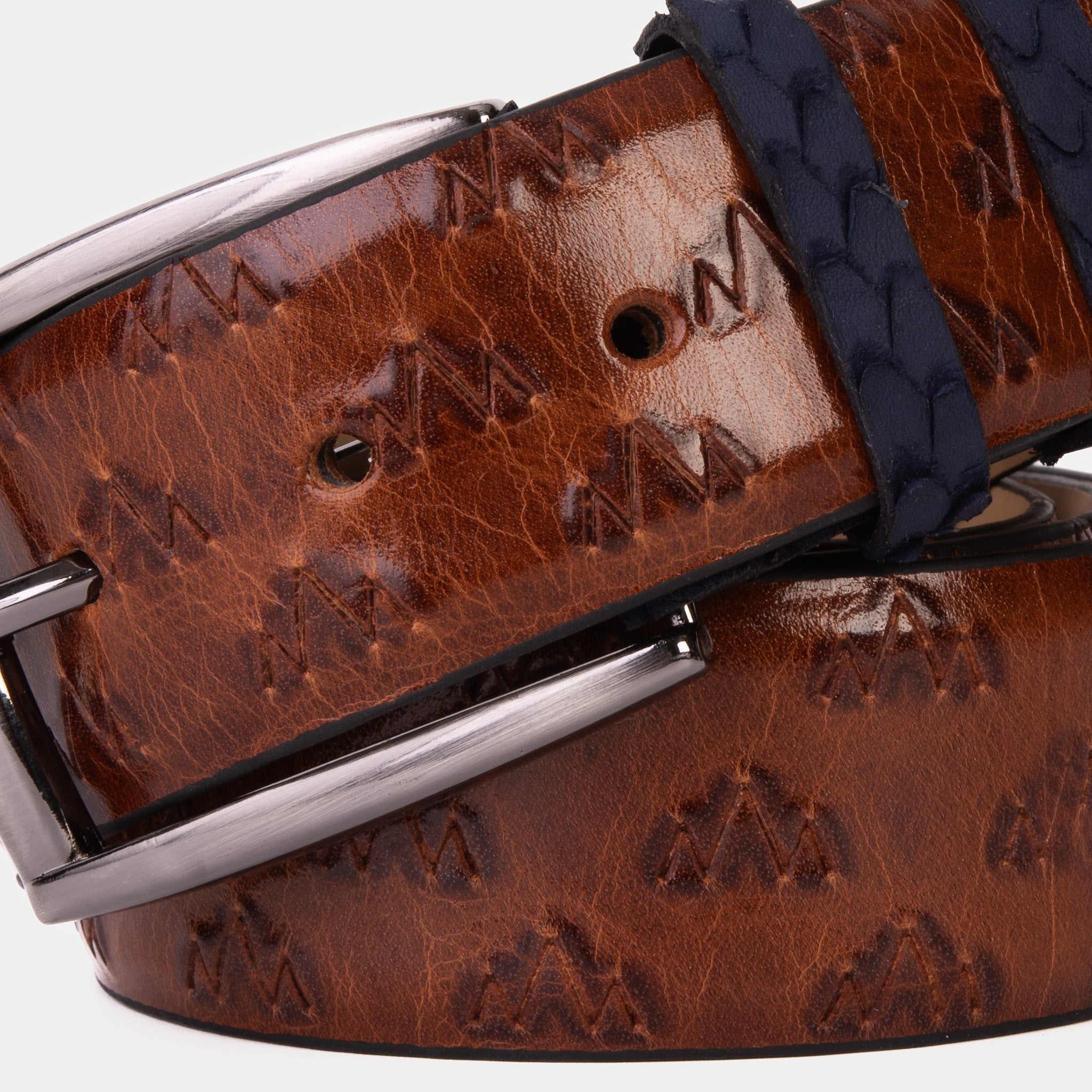 The Caesars Tan Navy Leather Belt All New