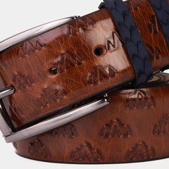 The Caesars Tan Navy Leather Belt All New
