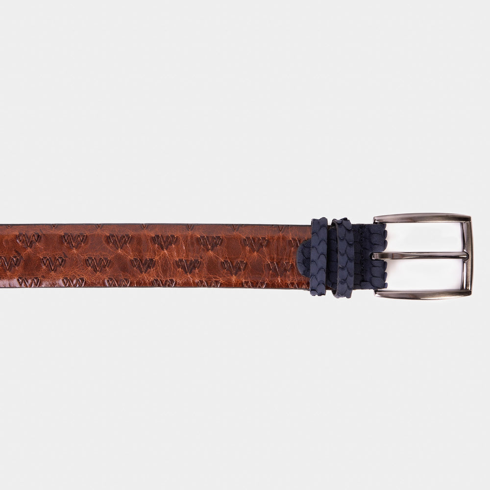 The Caesars Tan Navy Leather Belt All New