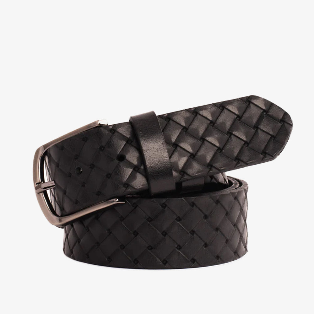 The Turan Black Woven Leather Belt Fine Craftsmanship